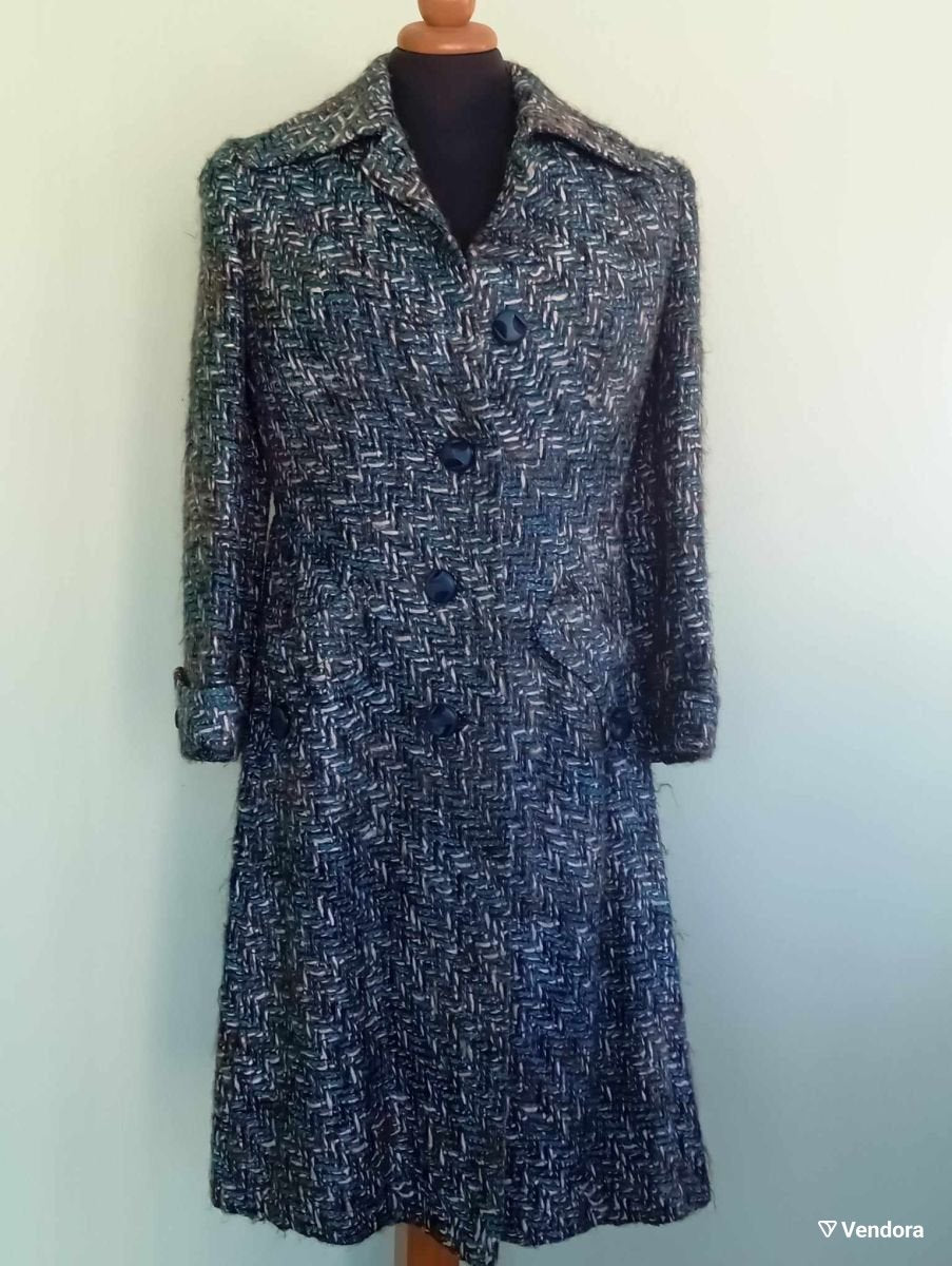 French Vintage Boho Handmade Wool Coat in Small size