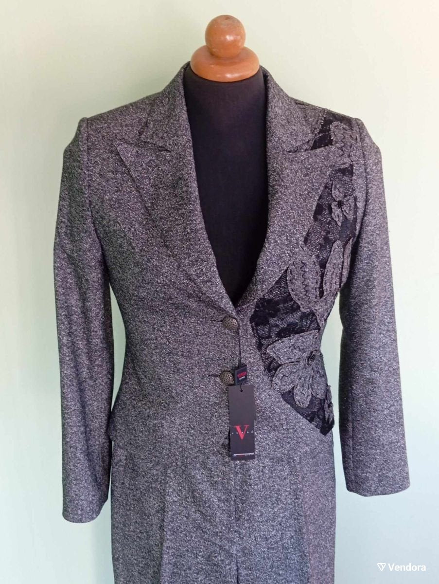 Vintage Set Tweed Jacket Pants in Gray VERDA