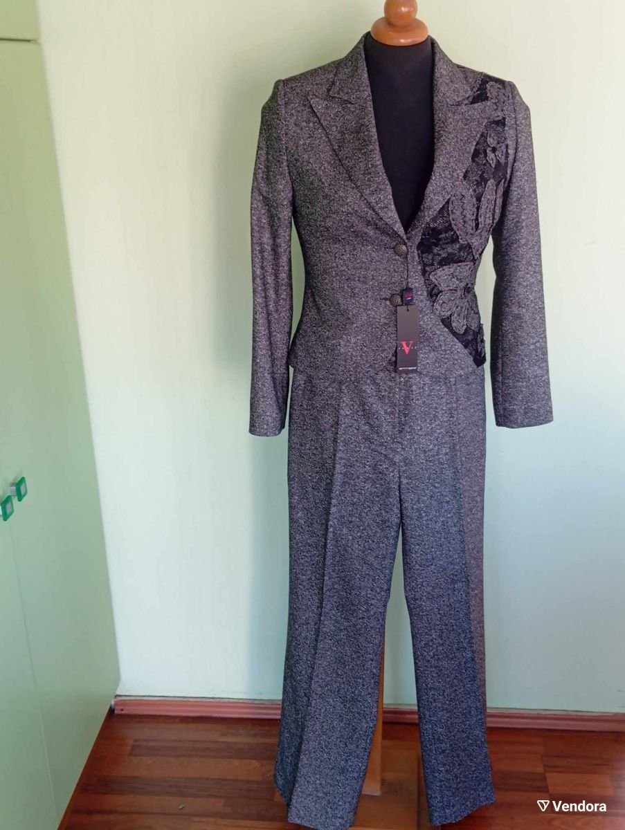 Vintage Set Tweed Jacket Pants in Gray VERDA